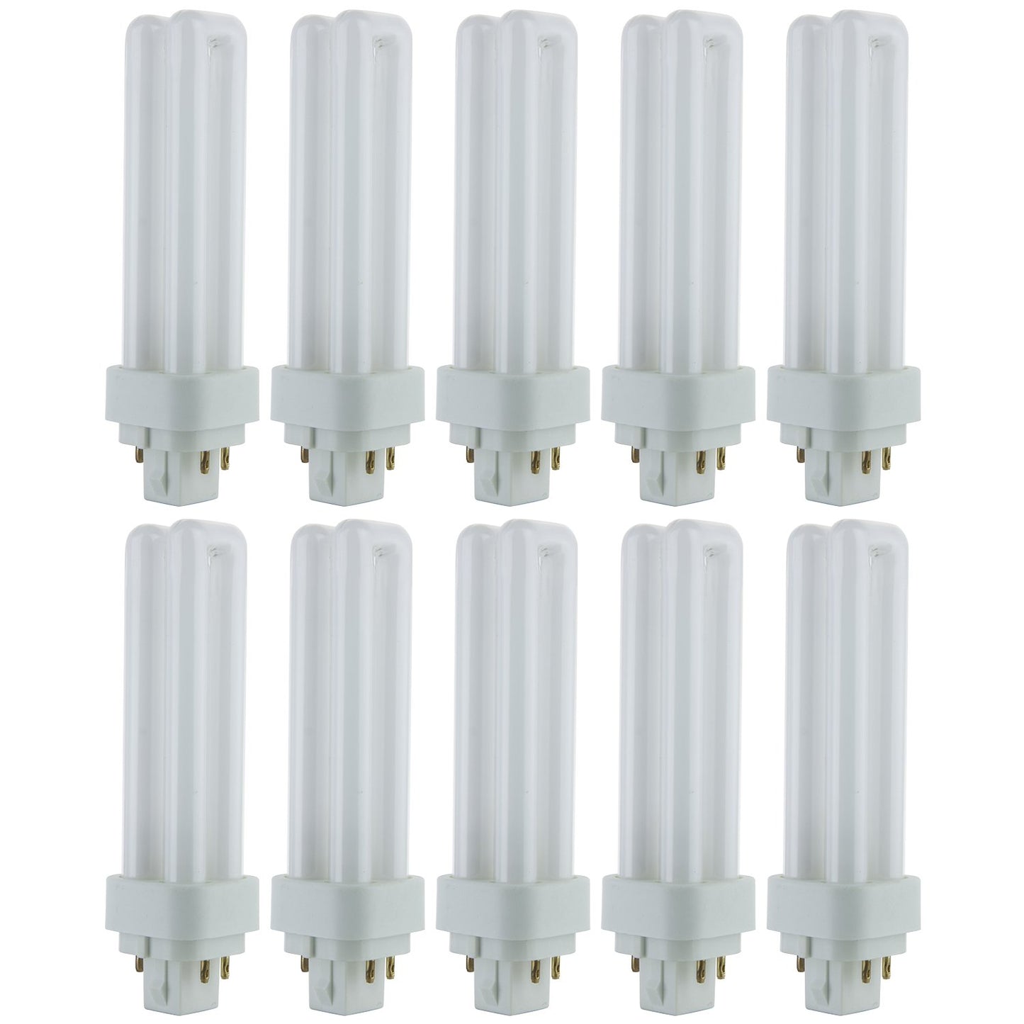 Sunlite PLD13/E/SP27K Compact Fluorescent PLD 4-Pin Double U-Shaped Twin Tube, 13 Watts, 120 Volts, 780 Lumens, 2700K Soft White, 4-Pin G24q1 Base, 10