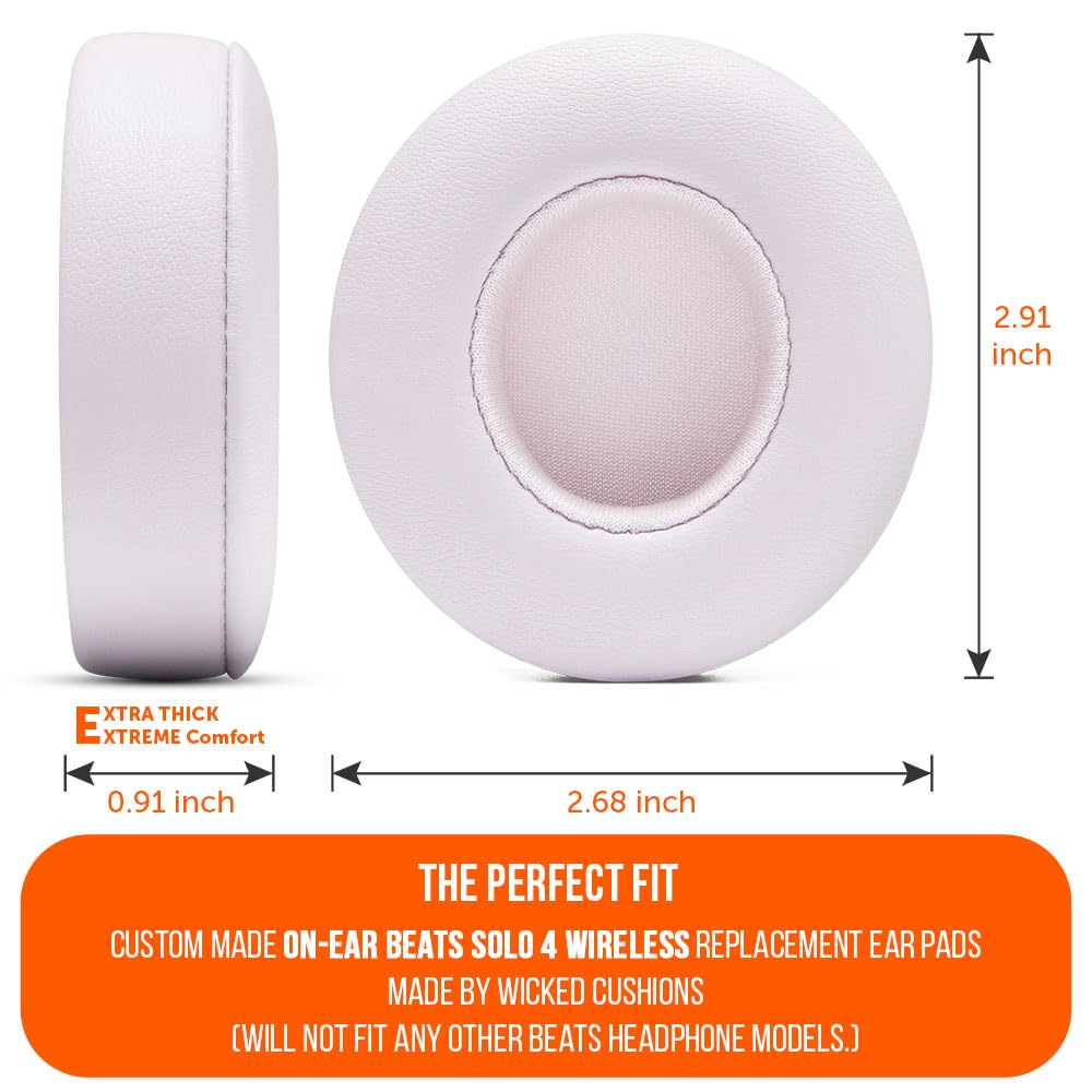 WC PadZ Solo 4 - Upgraded Replacement Earpads for Beats Solo 4 by Wicked Cushions | Enhanced Comfort & Sound Isolation | Cloud Pink