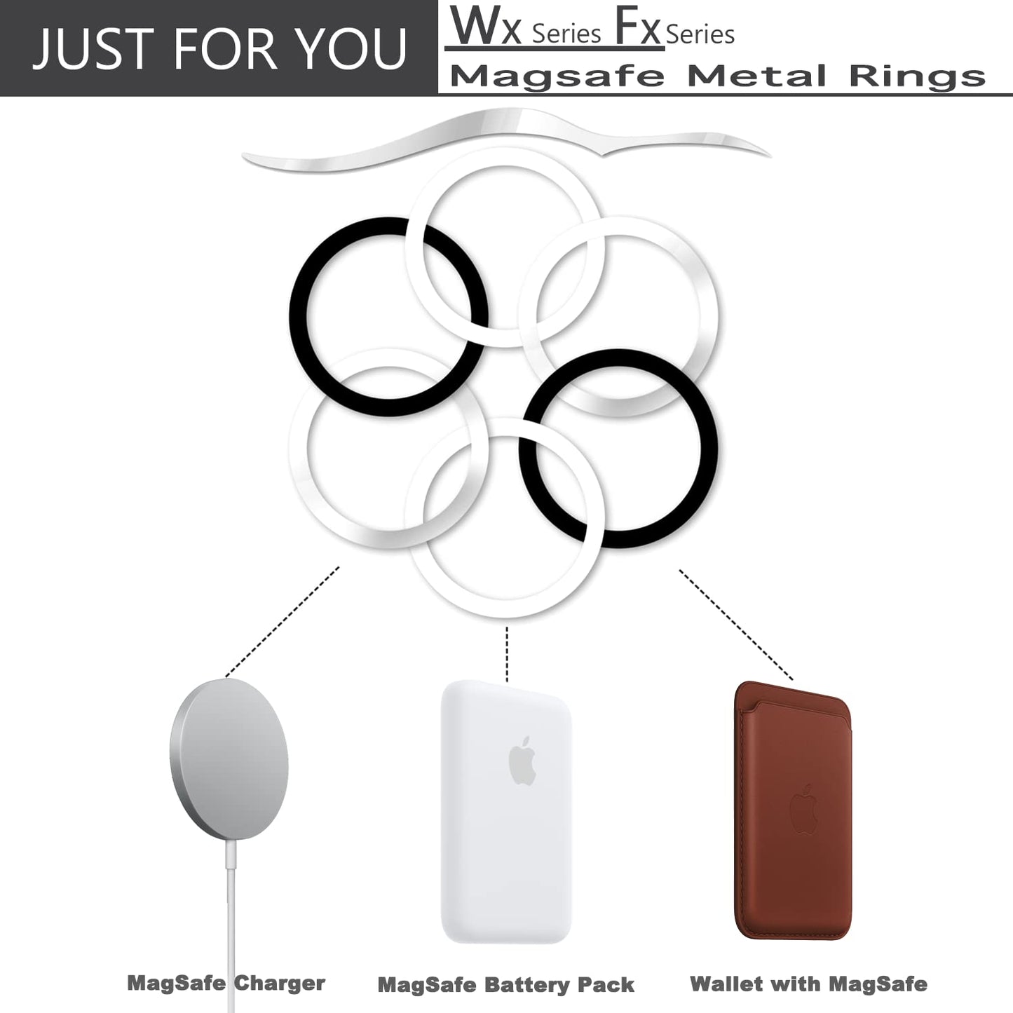 WYNK Magnetic Wireless Charger Universal Metal Rings 6 PCS Compatible for Magsafe Charger, Magsafe Sticker?Compatible with iPhone 13/12