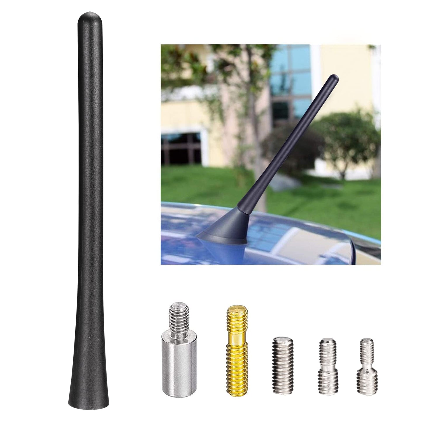 Bingfu Universal Vehicle Roof Mount Antenna Mast 6.3 inch Rubber Car Antenna Replacement