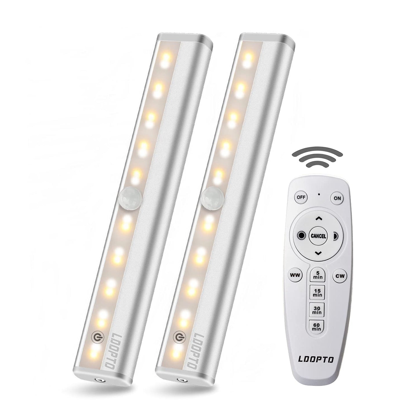 LDOPTO Under Cabinet Lights Wireless Battery Operated Lights with Remote Control LED Closet Lights Counter Wall Lights Without Wiring with Remote