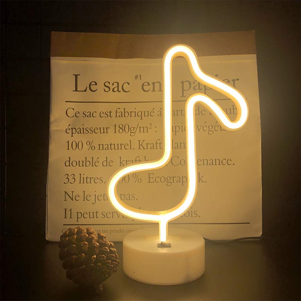 Led Music Notes Shaped Neon Lights Decor Light Led Night Light Wall Table Decor Battery Operated Creative Lighting Lamps for Christmas Wedding Sign