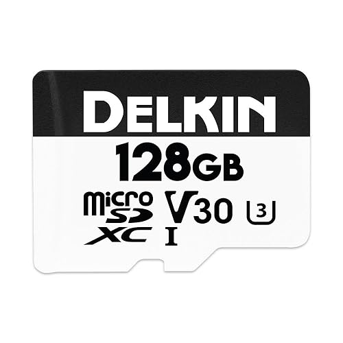Delkin Devices Hyperspeed 128GB Micro SD Card with Adapter - 100MB/s Read, UHS-I (U3, V30), 4K & Full HD for Smartphones, Tablets, GoPro, and Dash Cam