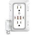 USB Wall Charger Power Strip Surge Protector with 4 USB Ports (2 USB C) Plug Extension Multiple Outlets Plug Extension Multi Outlet Plug in Adapter