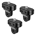 NEEWER 3 Pack Tripod Mount Adapter Kit Compatible with Insta360 DJI OSMO 360 Pocket 3 Action Camera for POV Video Recording, 1/4"-20 to 2 Prong