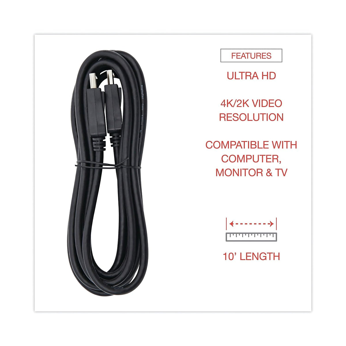 Innovera 30032 DisplayPort Cable, 10 ft, Black