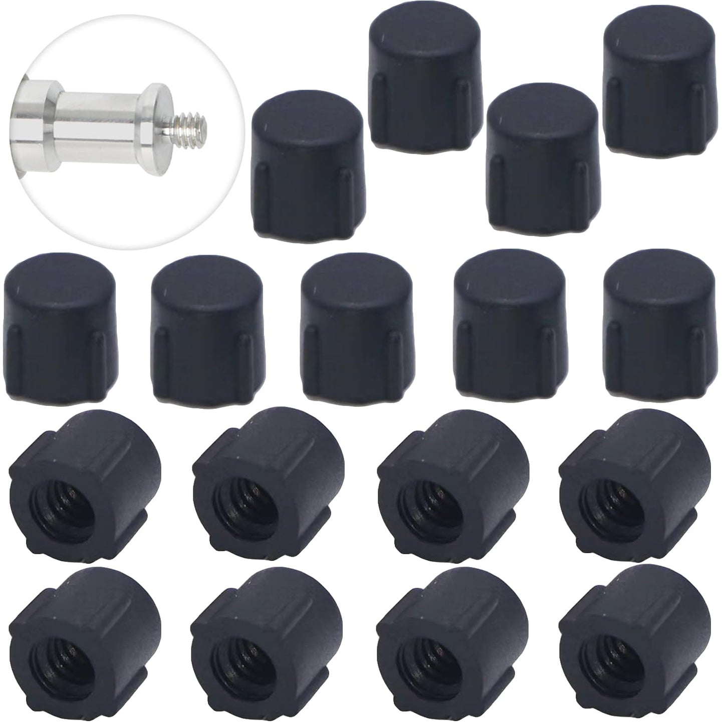 ThtRht 20 Pack Photography Light Stand Top Screw Caps Replacement 1/4''-20 Threaded Phone Tripod End Caps Tips Protective Cover for Monopod Selfie