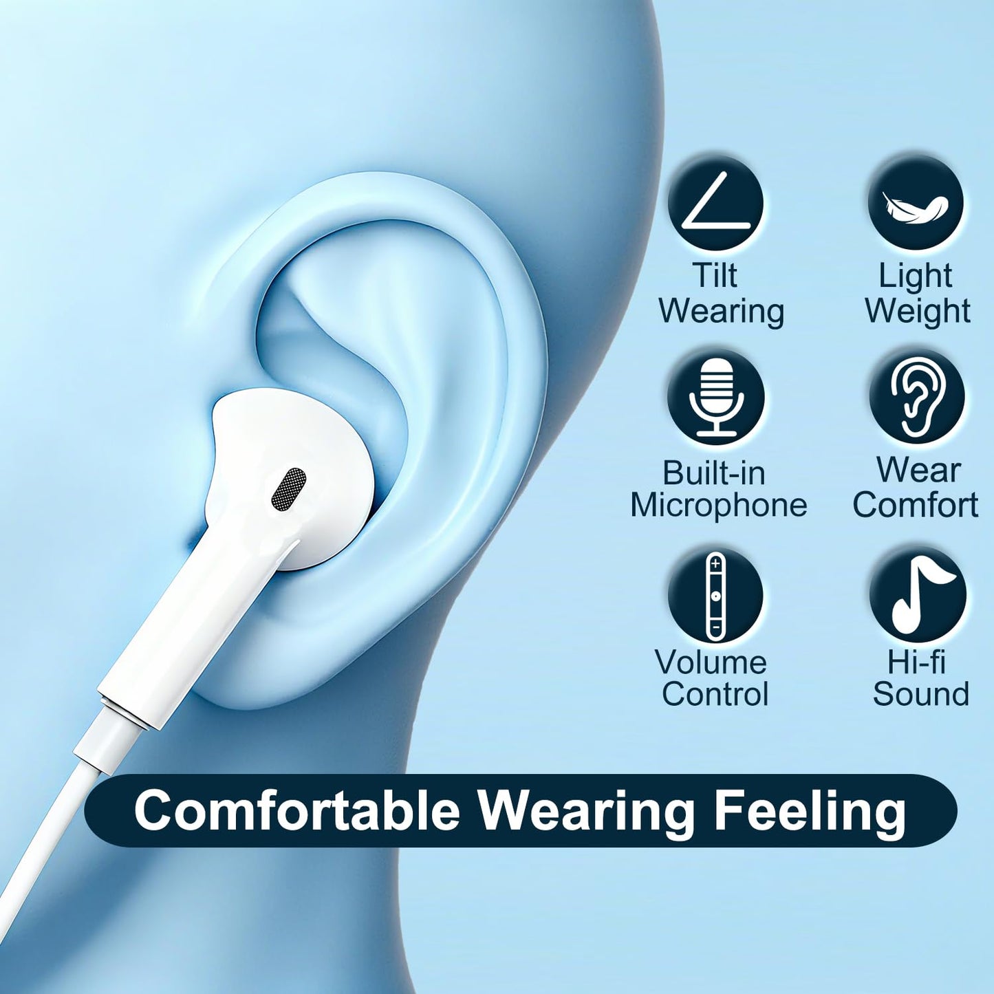 2 Pack-USB C Headphones for iPhone 17/16/15 Pro Max,Type C Earbuds Wired Earphones with Mic & Remote Control Noise Cancelling for iPhone 17/16/15