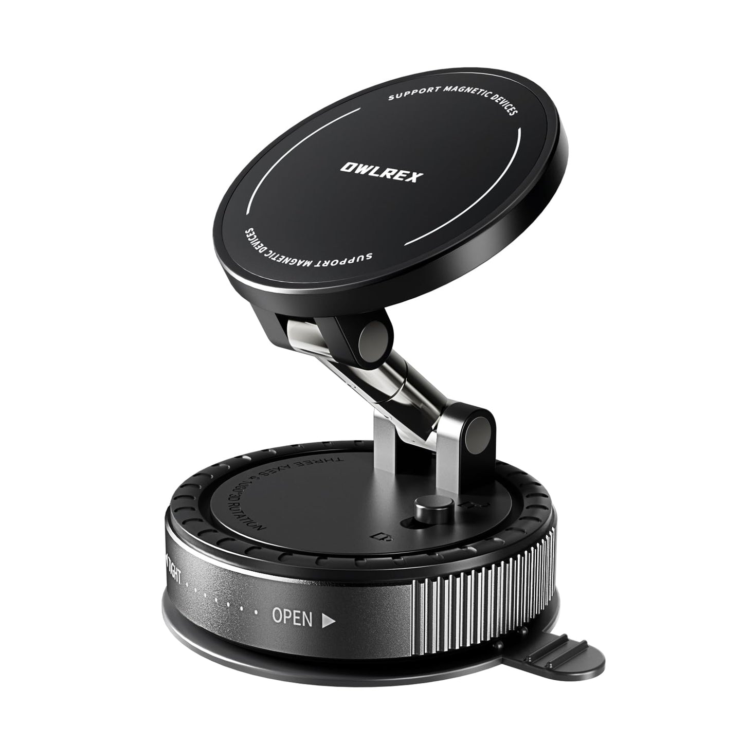 OWLREX Magnetic Phone Holder for Car, Vacuum Suction Cup Magsafe Car Phone Mount with Strong Magnet 360° Rotatable Phone Holder for iPhone 15/14/13