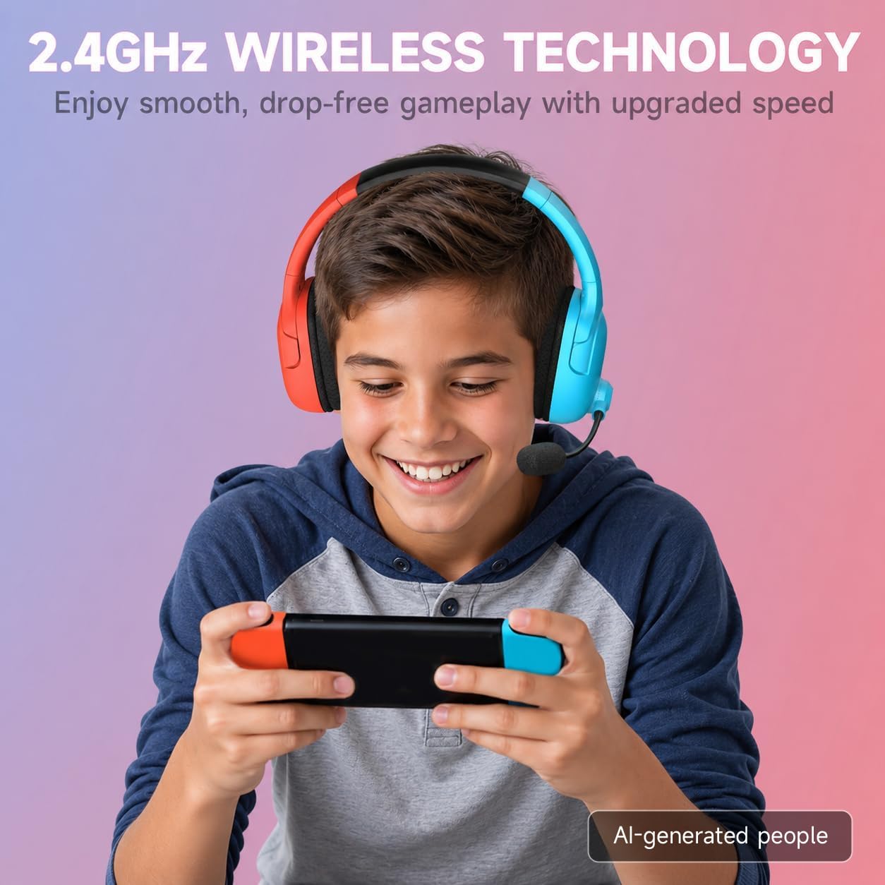 AOC Wireless Gaming Headset for Nintendo Switch 2/OLED/Lite, Wireless Gaming Headphones with Mic, 3.5mm Stereo, Noise Cancelling Mic, Lightweight