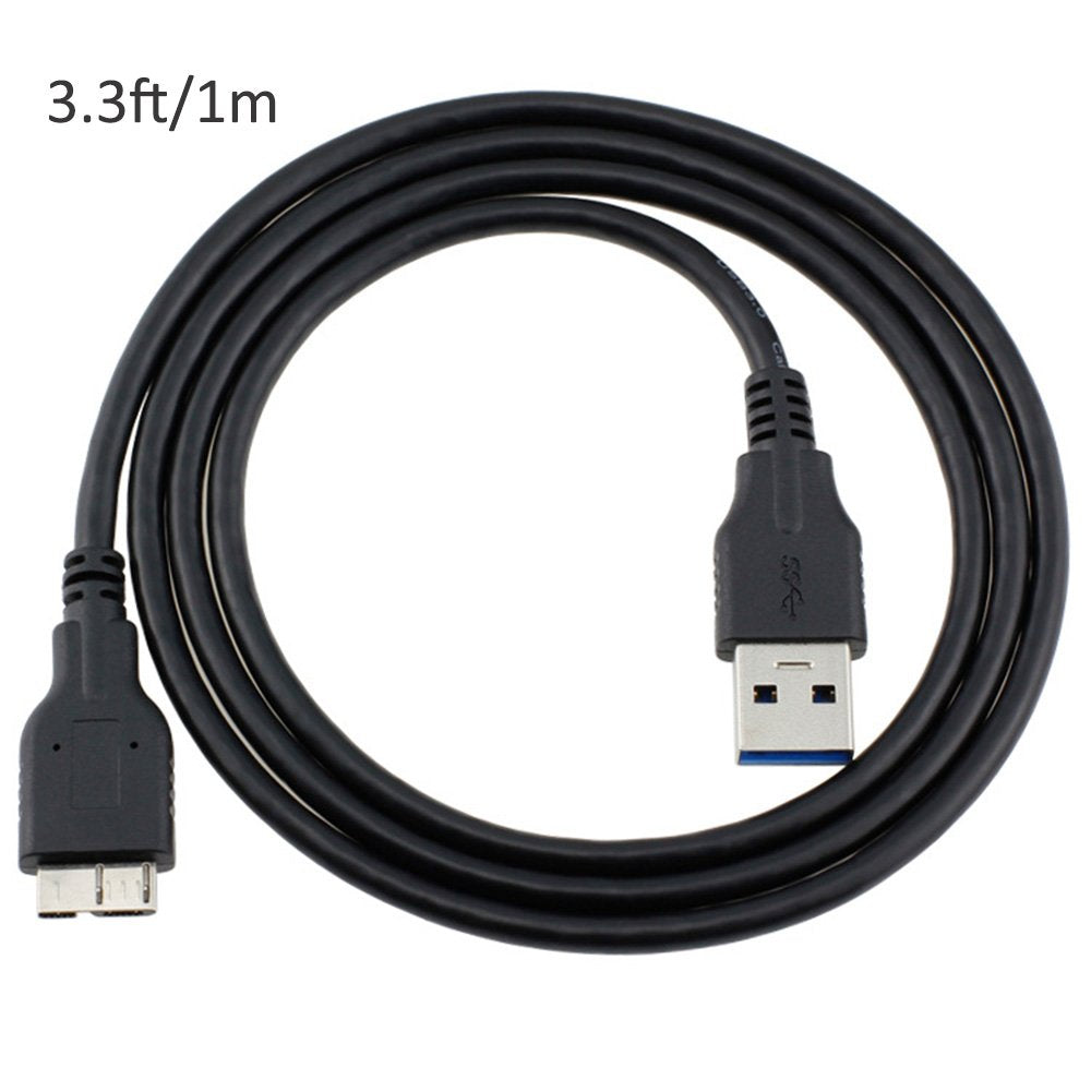 QCEs USB 3.0 Cable, USB 3.0 A Male to Micro B Cable 3.3FT Cord Compatible with WD My Passport and Elements Portable External Hard Drive, Toshiba
