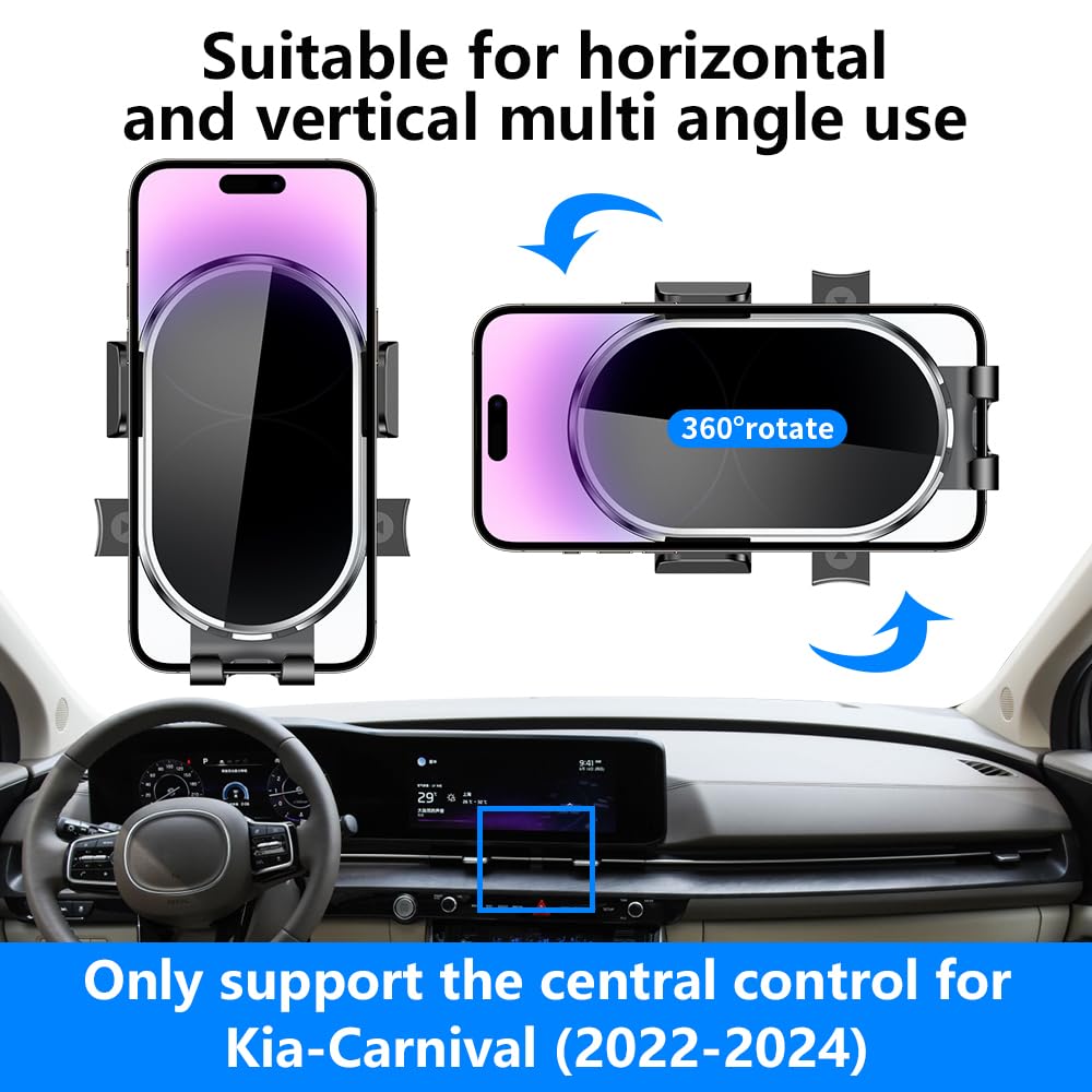 YEGZA Car Phone Holder for Kia Carnival 2022 2023 2024 LX EX SX Prestige Minivans Auto Accessories Navigation Bracket Interior Decoration Dashboard