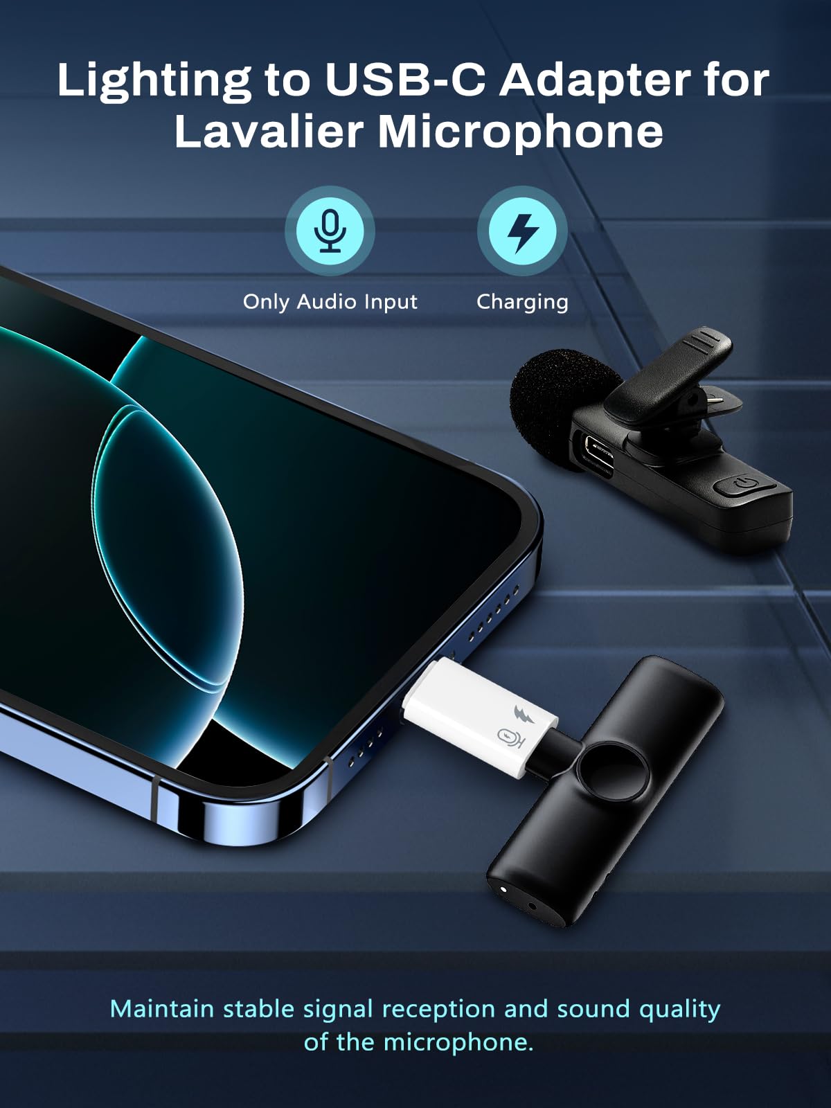 TiMOVO USB C to Lightning Microphone Adapter, 2 Pack Lightning Female to USB-C Male for Lavalier Mic Receiver, Sound Card and OTG Fit for iPhone…