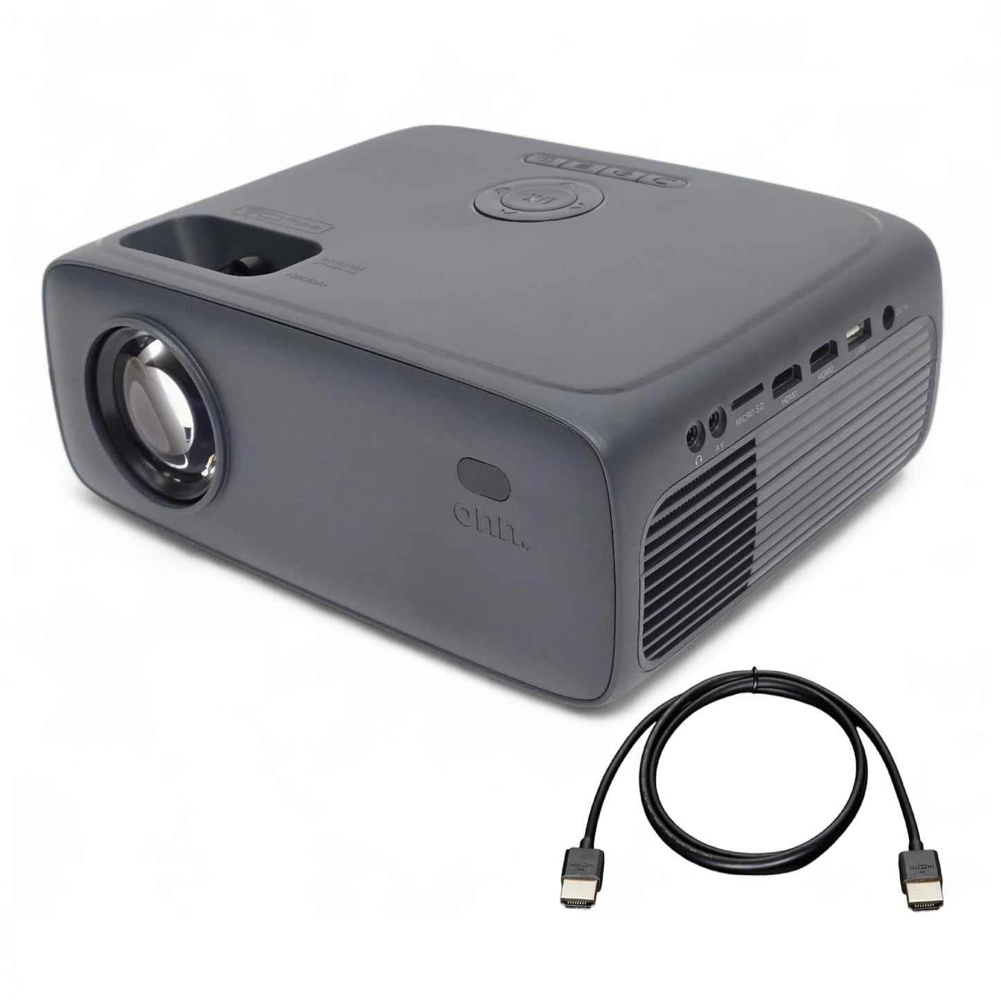 Onn. HD 1080p LCD Home Theater Projector, Streaming Ready, 6' HDMI Cable, 5 Watt Speaker, Remote, 32" - 210" image size, Supports HDMI/USB/MicroSD/AV