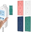 Umbrotiger Adhesive Power Strip Holder 4 Pack Wall Mount Surge Protector Organizer, Refrigerator Mounted Outlet Holder for Home Office, Multi Pack