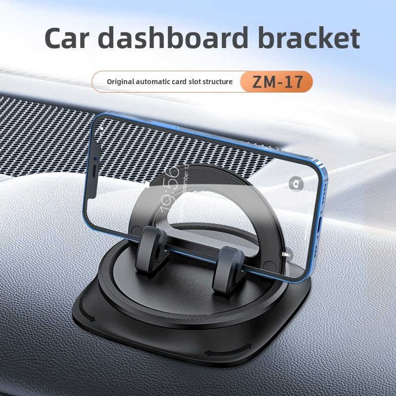 YAYASIERLI 360° Rotating Dashboard Car Phone Holder, No Vent Block, Anti-Slip Nano Gel Phone Mount for Car, Hands-Free One-Hand Operation, Compatible
