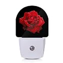 Axxitude Red Rose Raindrops Night Lights Plug into Wall for Girls Boys Room,Night Light LED Lamp Dusk to Dawn Sensor Round Lamp for Bedroom Bathroom