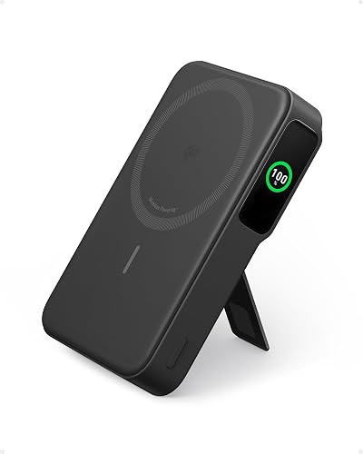 Anker MagGo Power Bank, Qi2 Certified 15W Ultra-Fast MagSafe-Compatible Portable Charger, 10,000mAh Battery Pack with Smart Display and Foldable