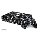 247 Skins Graphics kit Sticker Decal Compatible with Xbox One X and Wireless Controllers - Reaper Black