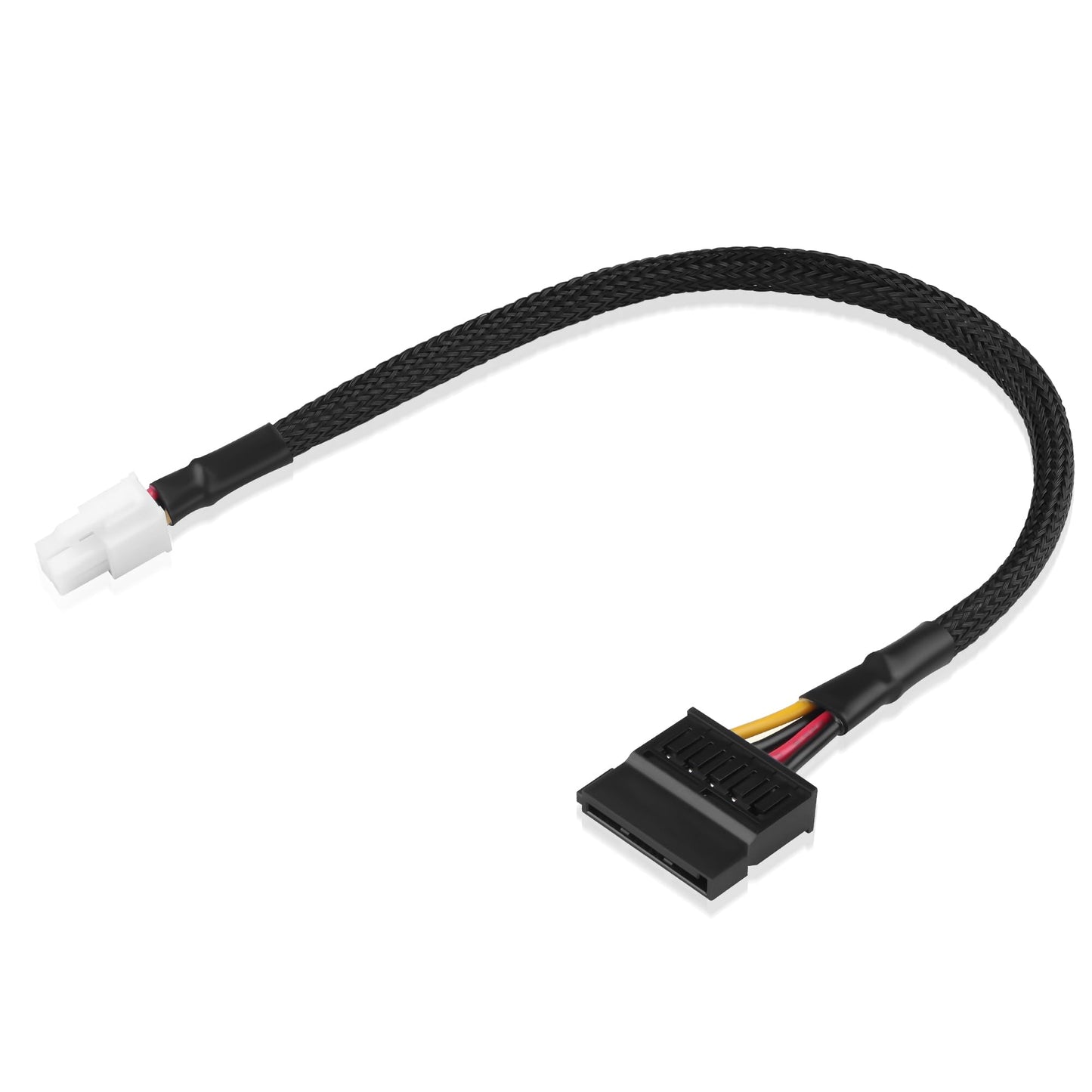 ELFJMZP ATX 4 Pin to SATA Power Adapter Cable for Q77 Q75 E450 E350 D510 Motherboard, 18AWG Braided Sleeves, Compatible with HDD SSD Liquid CPU Cooler
