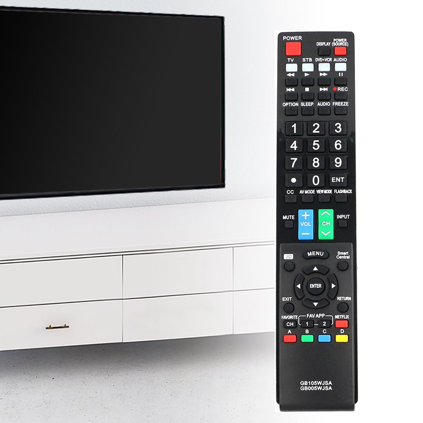 GB005WJSA RRMCGB005WJSA Replaced Remote fit for Sharp Aquos TV BDAMS20 LC60C7450 LC60C7450U LC60C8470U LC60LE655U LC60LE657U LC60LE745 LC60LE745U