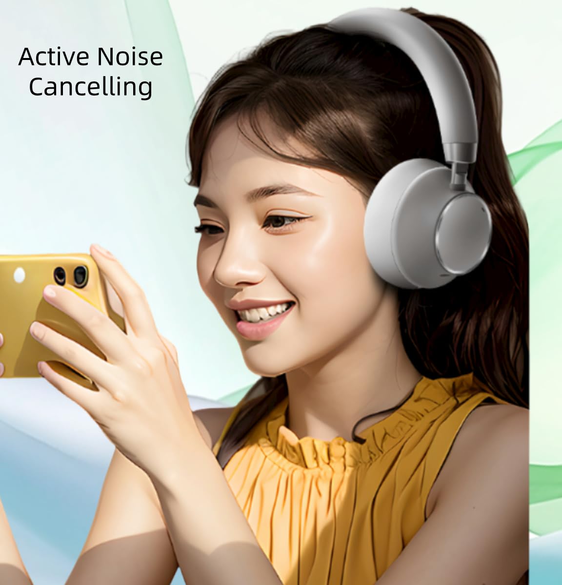 YUSONIC Bluetooth Headphones Over Ear, Noise Cancelling Wireless Headphones with Microphone, HiFi Stereo Foldable Lightweight Headset, Deep Bass…