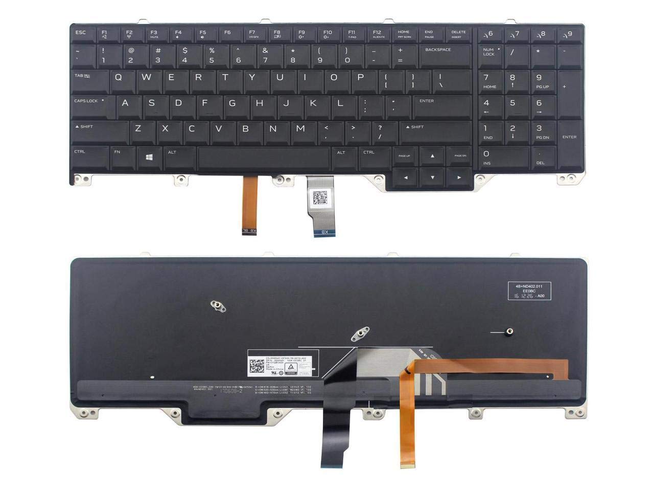 New US English Black Backlit Keyboard Replacement for Dell Alienware 17 R4 P/N:00WN4Y 0WN4Y PK131QB1A00 NSK-EE0BC 01 0CF2YW CF2YW NSK-EE0BC 1D