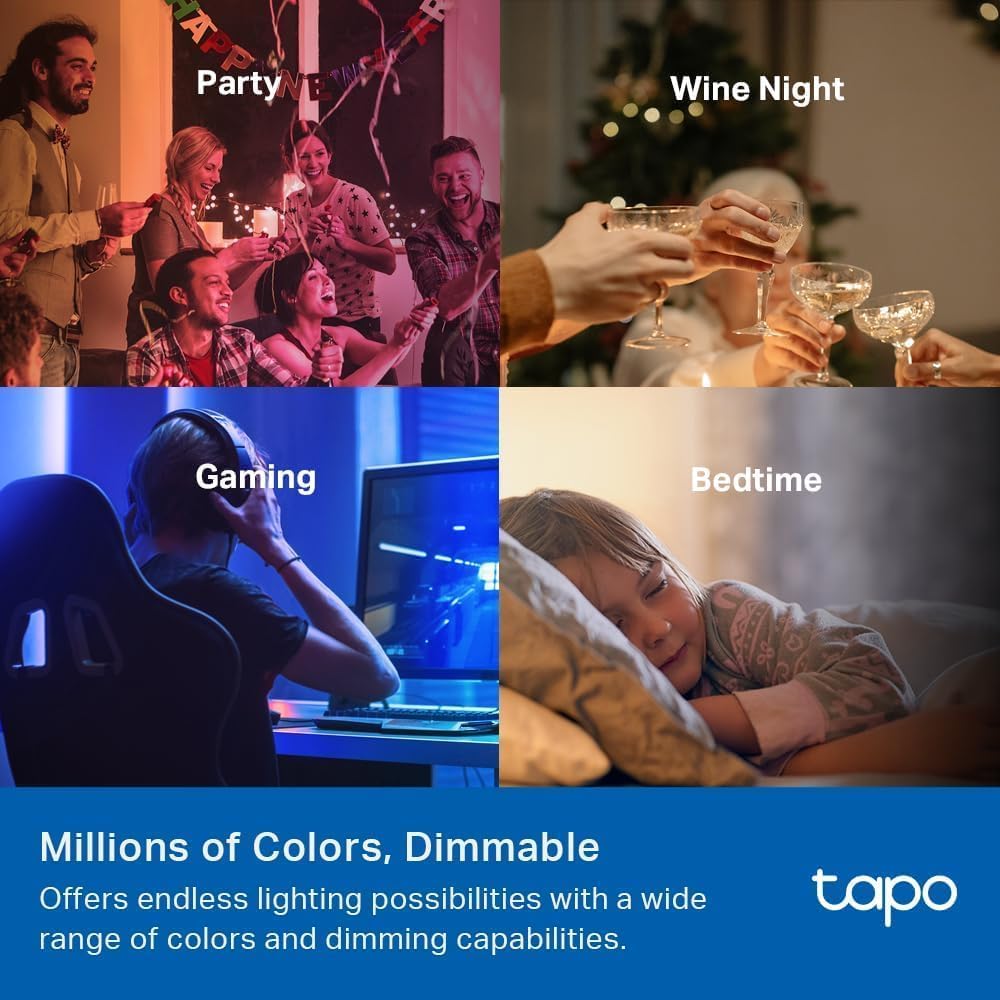 Tapo Multicolor Dimmable Smart Light Bulbs, L535E(2-Pack), A19 E26, 1100LM