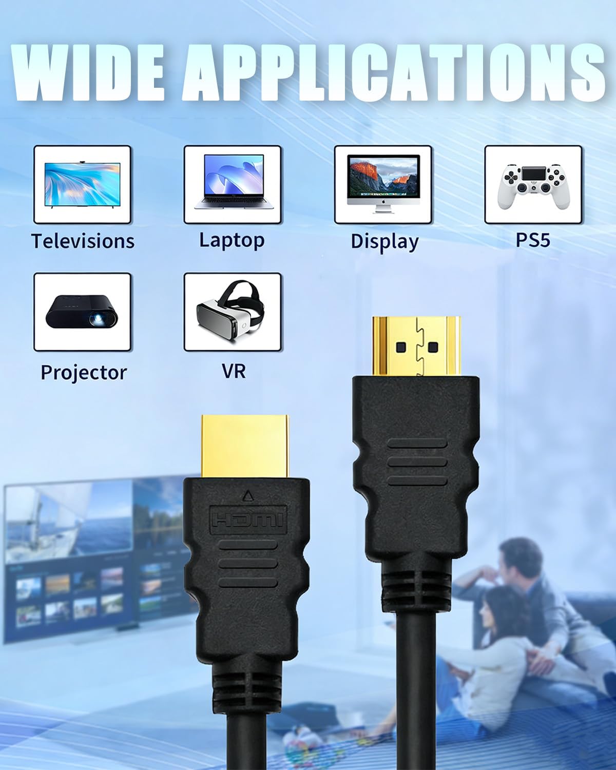 UltraPoE 4K High-Speed HDMI Cable, 10 Ft Black Ethernet Cord, Compatible with TV, PS5, Laptop, Display, Projector, VR