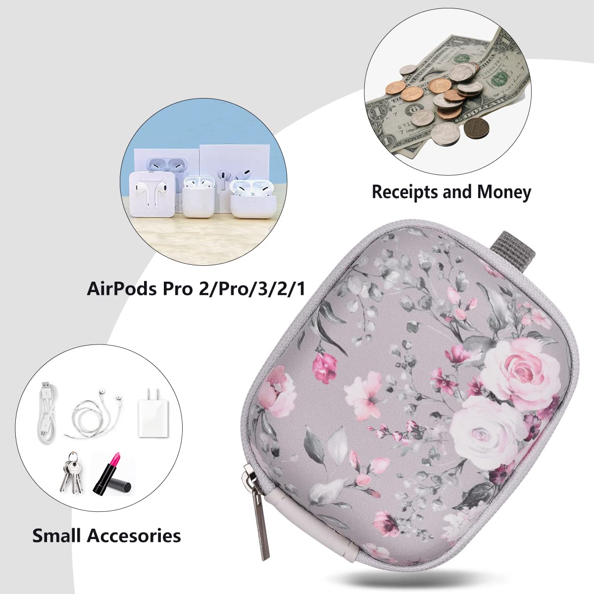 Earbud Case, AIRSPO Airpods 4 Case Airpods Pro 3rd Generation Galaxy Buds 4/3/FE Earphone Organizer Carrying Case Small Storage Bag Hard EVA