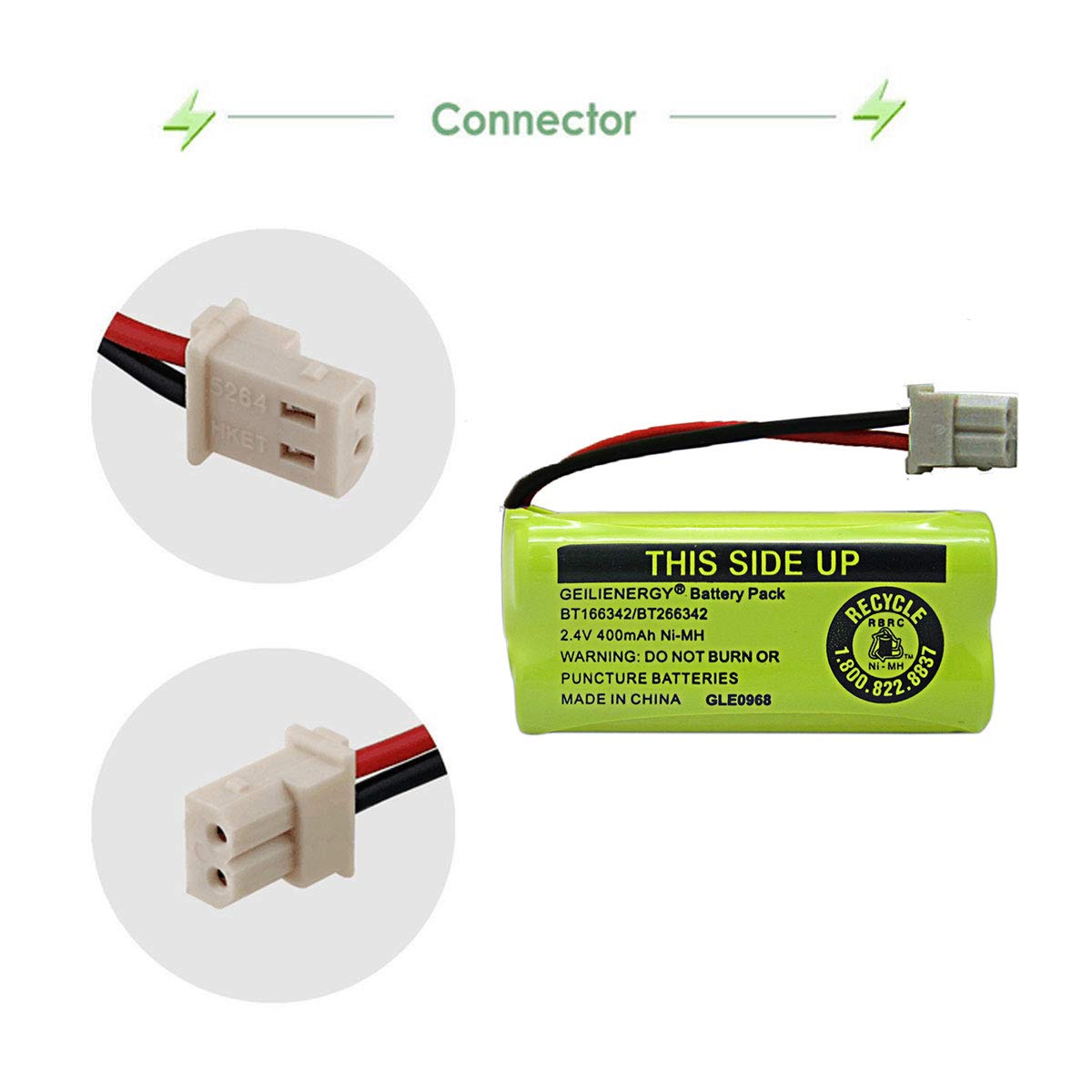 GEILIENERGY NiMH 2.4V 400mAh Battery Compatible with BT-166342 BT-266342 BT-162342 BT-262342 BT183342 BT-183342 Sanik 2SN-AAA40H-S-X2 CS6719-2
