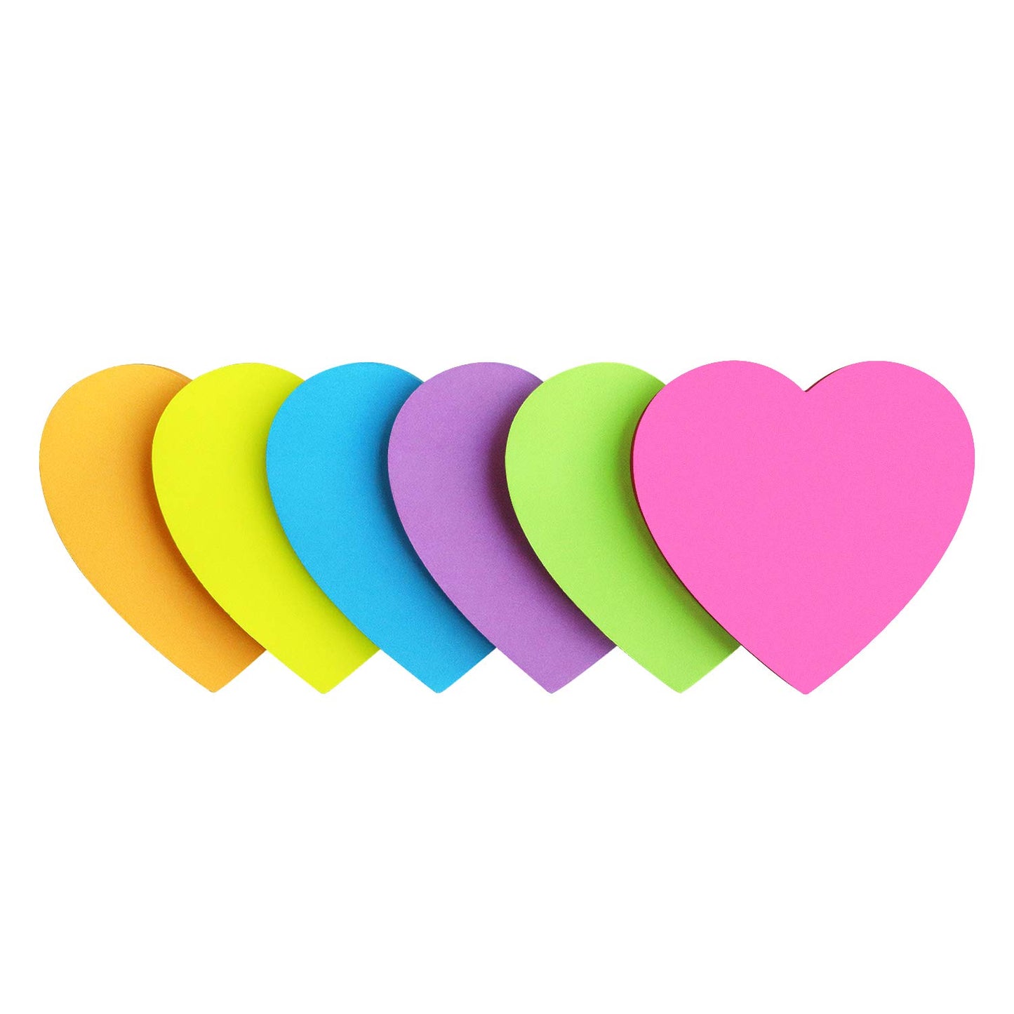 SIMONA Heart Shape Sticky Notes 6 Bright Colors, 450 Sheets
