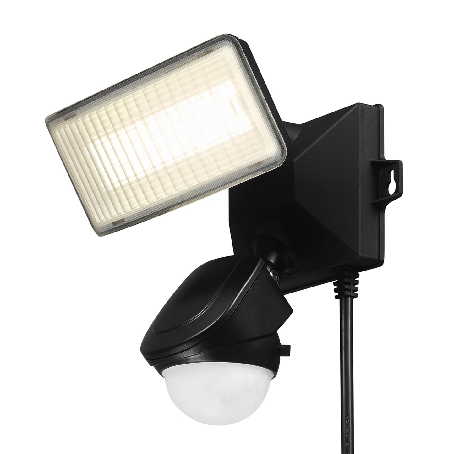 Globe Electric 17000198 180-Degree 14W Black 1200 Lumens Plug-in Outdoor Integrated LED Flood Light Security Light, 10-Foot Cord, Outside House Lights