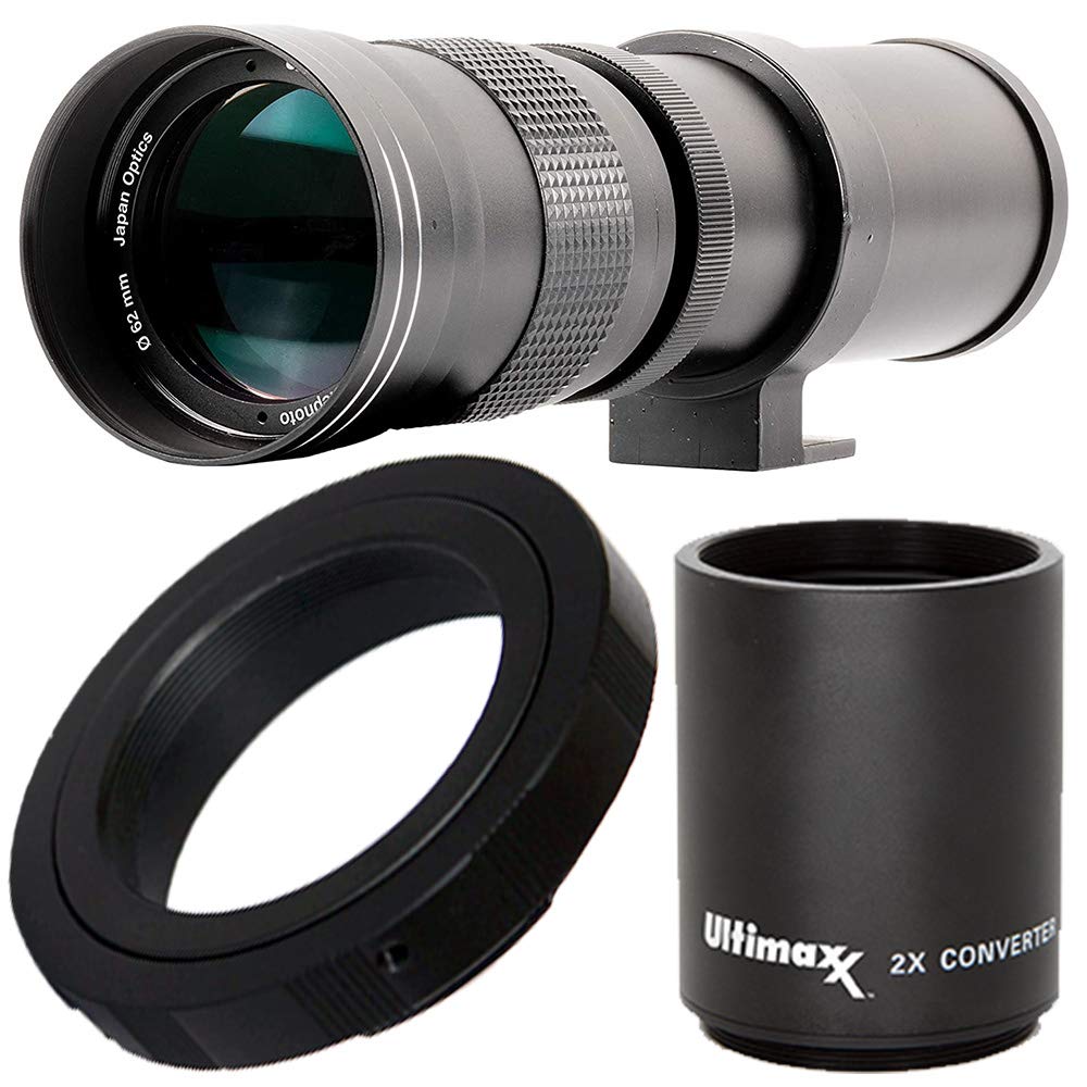 Ultimaxx 420-800mm (w/Converter 840-1600mm) f/8.3-16 HD Manual Telephoto Zoom T-Mount Lens Kit for Canon EOS 9000D 800D 760D 750D 700D 1300D 1200D