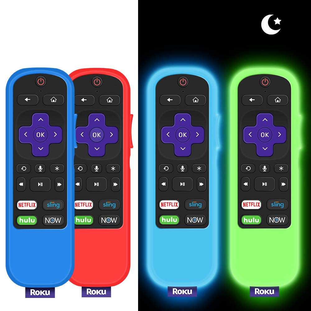 4 Pack Case for TCL Roku TV Steaming Stick 3600R Remote,Silicone Cover Roku Voice/Express/Premiere Remote Controller Skin Protective Universal