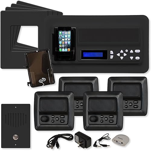 IST Retro Music & Intercom System Package, 4 Rooms (Vertical Frames), Black (RETRO-MV4PACB)