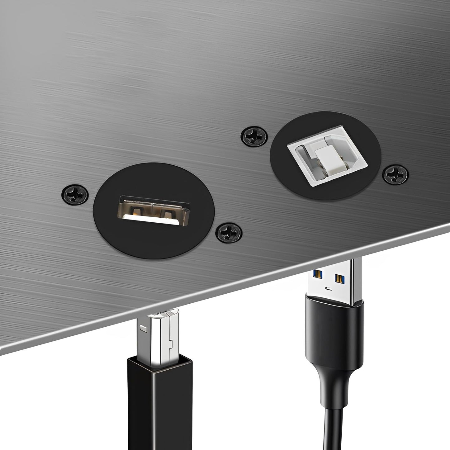 YiKaiEn USB B to A Panel Mount Adapter - D-Type USB Type B to A Conversion Connector for Printers & Scanners, Compatible with HP, Canon, Dell, Epson