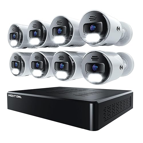Night Owl Power Over Ethernet 12 Channel NVR Video Home Security Camera System with (8) Wired IP 4K HD Indoor/Outdoor Deterrence Cameras and 2TB Hard