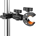 KOQEIEY Super Double Clamp Camera Mount Chair Umbrella Clamp, with 360° Magic Arm Double Ball Head Adapter for Umbrella, Pole, Strollers, Motorcycle