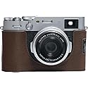 X100VI Camera Case, BMAOLLONGB Handmade Genuine Real Leather Half Camera Case Bag Cover for Fujifilm Fuji X100VI Camera Bottom Opening Version + Hand