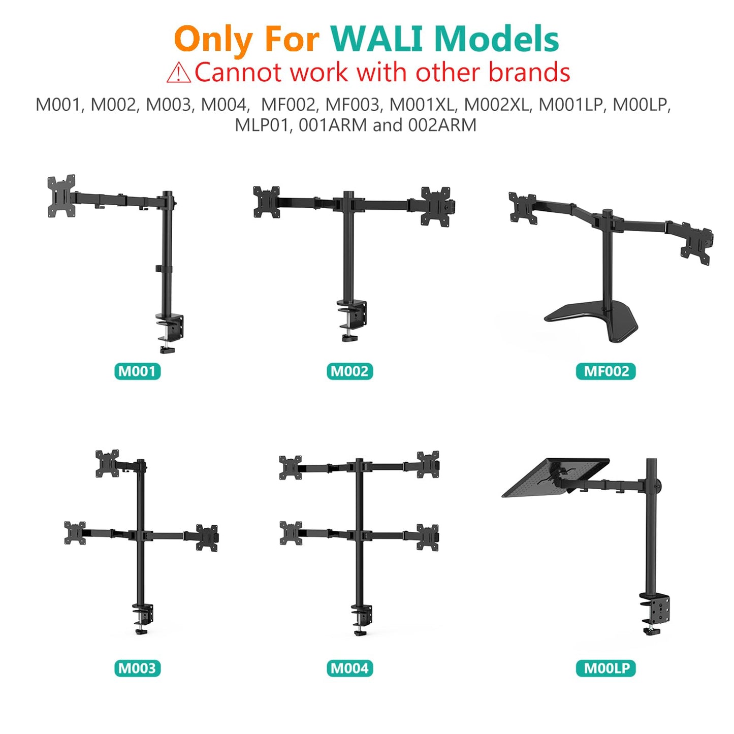 WALI Mounting Plate 75 by 75 mm to 100 by 100 mm Only for WALI Monitor Mounting System, 1 Pack, Black