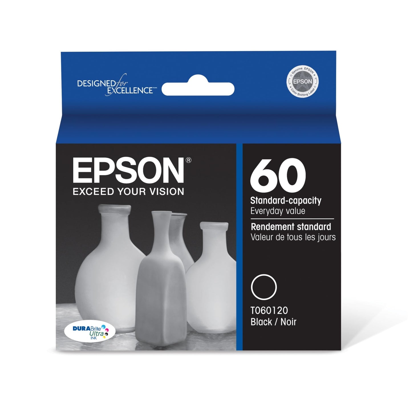 Epson T060 DURABrite Ultra -Ink Standard Capacity Black -Cartridge (T060120-S) for Select Stylus Printers