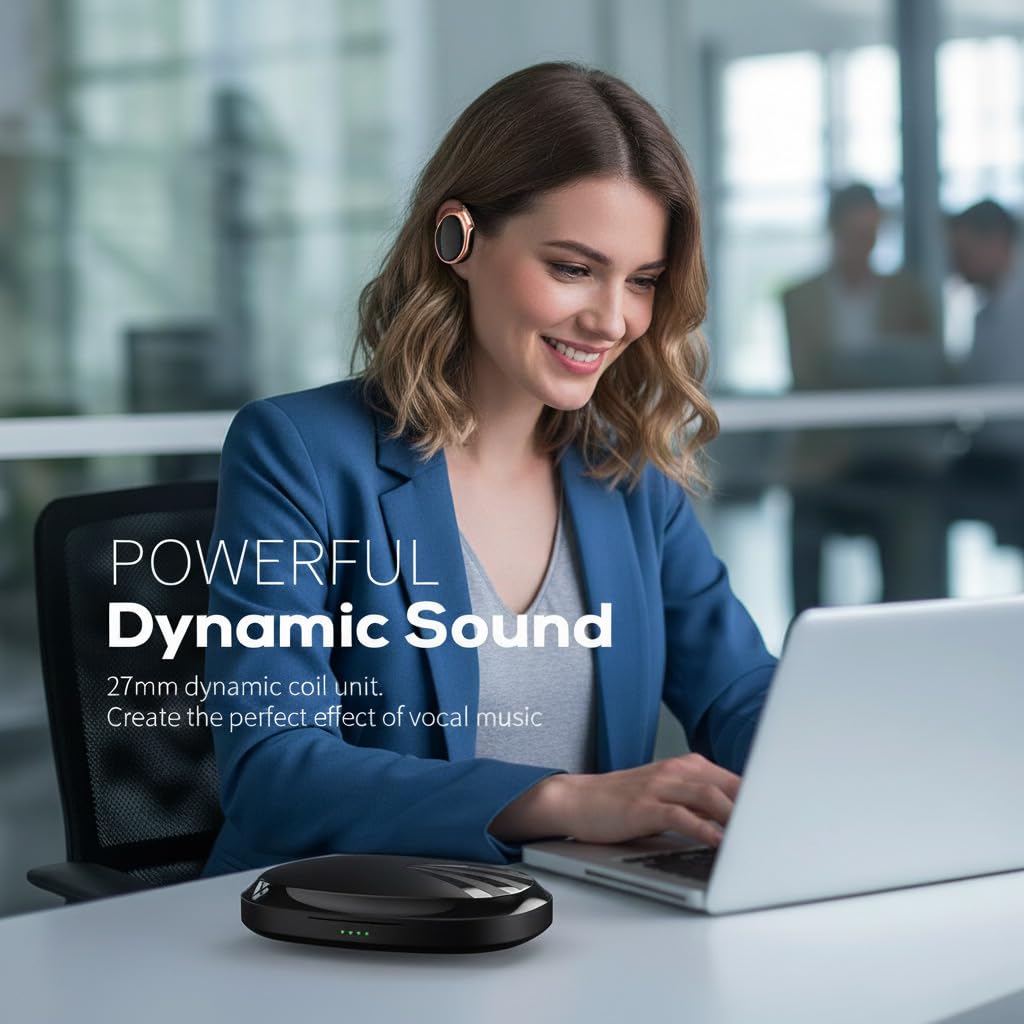 BEVCEFCC Wireless Headphones with Ear Hooks, 52Hrs Playtime, Open Ear Headset Bluetooth 5.4, Lightweight Headphones, Clip-On Ear Design, Dual Device