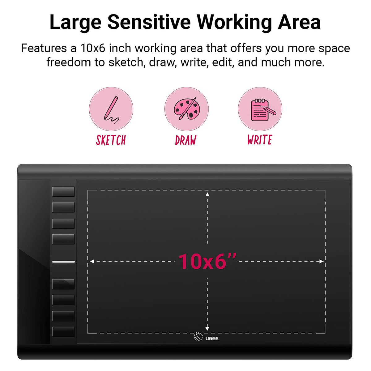 UGEE M708 V3 Graphics Drawing Tablet,10X6 Inches Digital Drawing Tablet with 8 Hot Keys 8192 Levels Pen Compatible with Chromebook, Linux, Windows