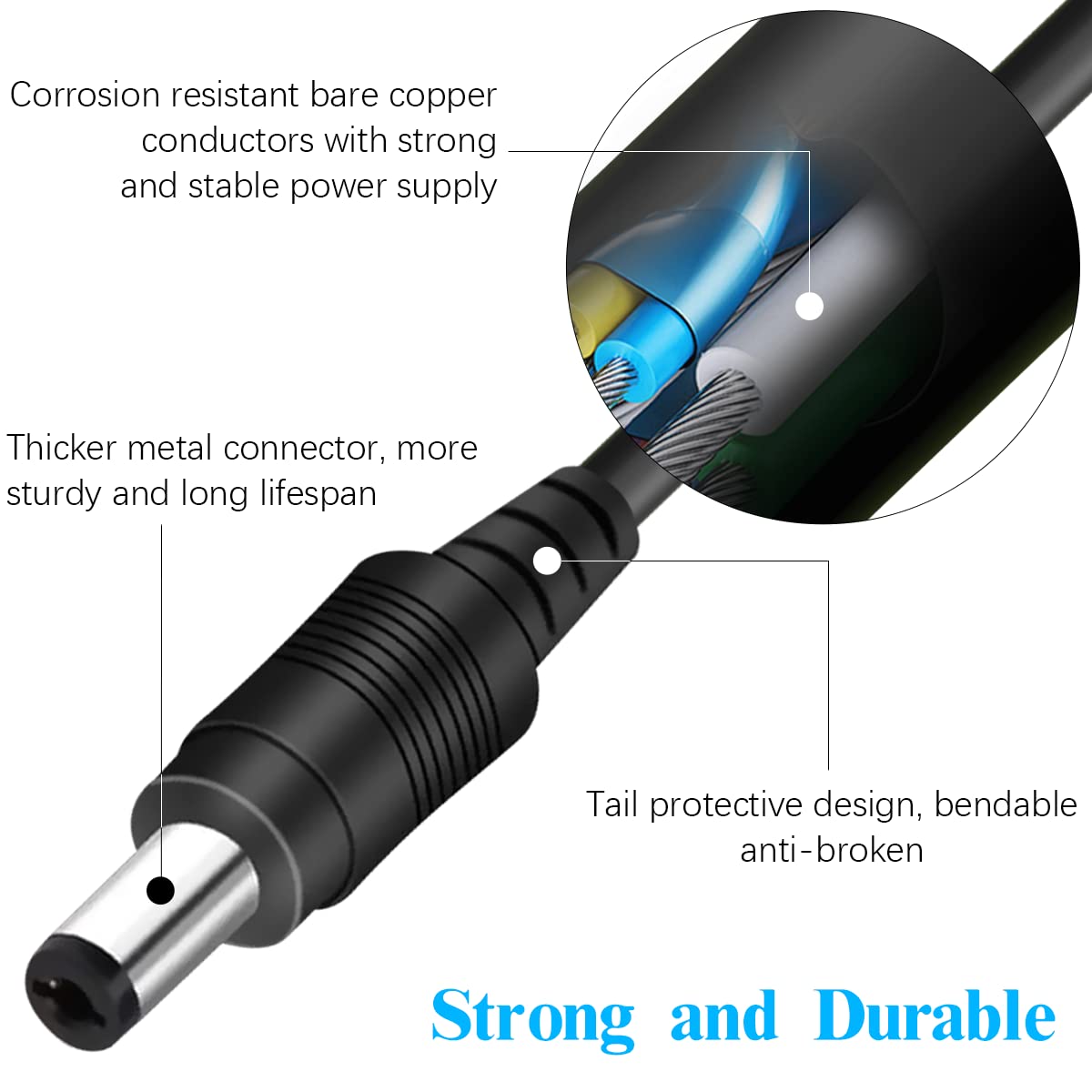 (4 Packs) Power Extension Cable 33ft Plug Power Adapter Extension Cable for CCTV Security Camera
