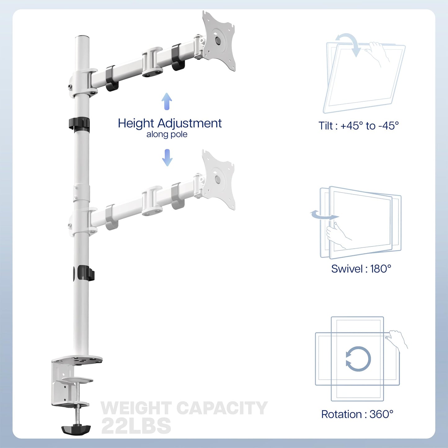 VIVO Single Monitor Desk Mount, Extra Tall Fully Adjustable Stand for 1 LCD Screen up to 32 inches, Ultra Wide Screens up to 38 inches, 22 lbs
