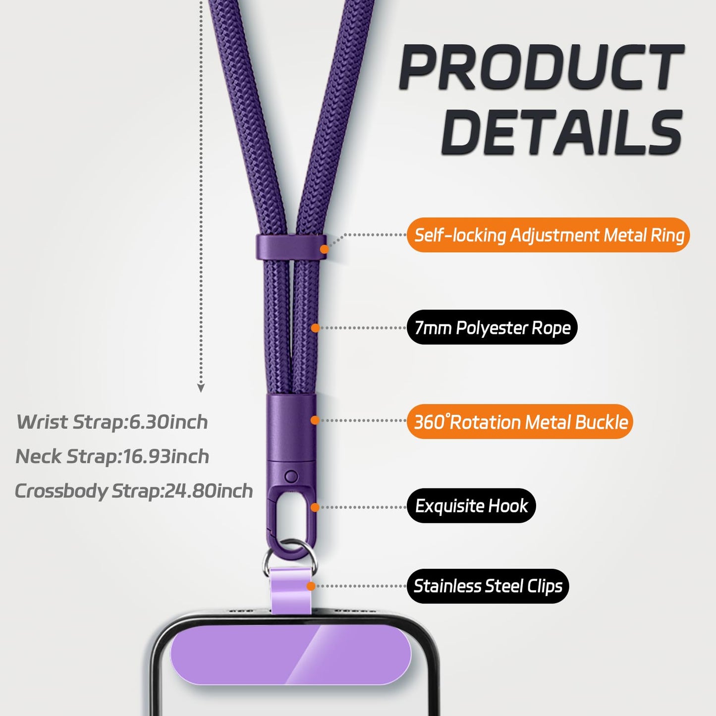 KITANIS 3 Pack Phone Lanyard,1×Phone crossbody strap,1×Phone Neck Strap,1×Wrist Strap,3×Tether Tabs,Universal Cell Phone Multifuctional Patch