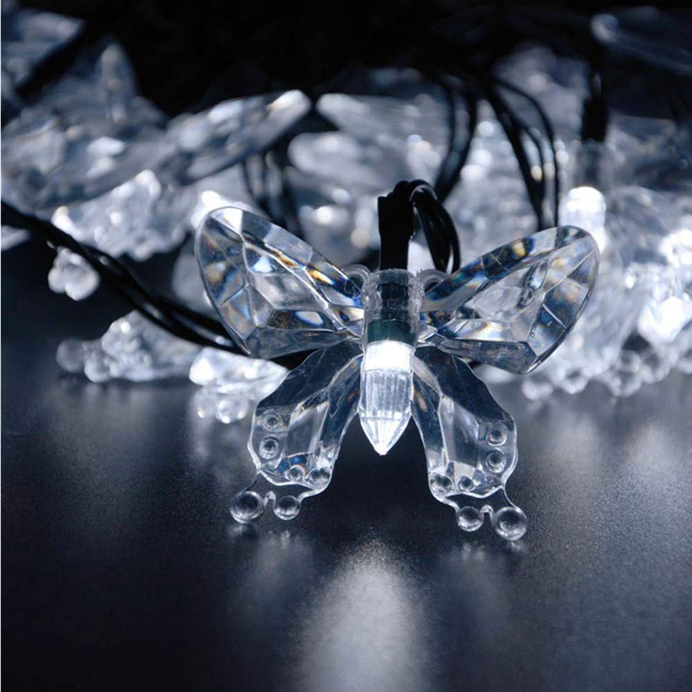 MUEQU Butterfly String Lights, Waterproof Solar String Lights 16ft 20LED Butterfly Solar Fairy Lights Decorative Lighting