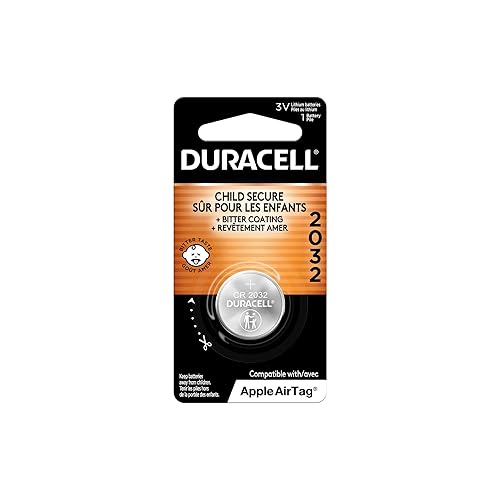 Duracell 2032 Battery, CR2032 3v Lithium Coin Battery, 1 Count. Bitter Coating Helps Discourage Swallowing, Child-Secure Packaging. Ideal for Key…