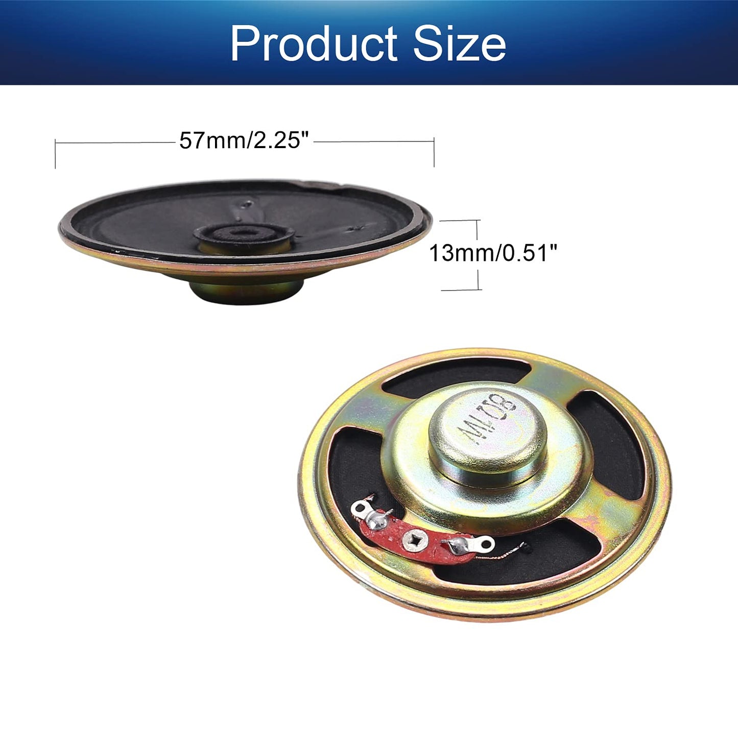 Fielect DIY Speaker 1W 8 Ohm 57mm Diameter Round Shape Replacement Loudspeaker 1pcs